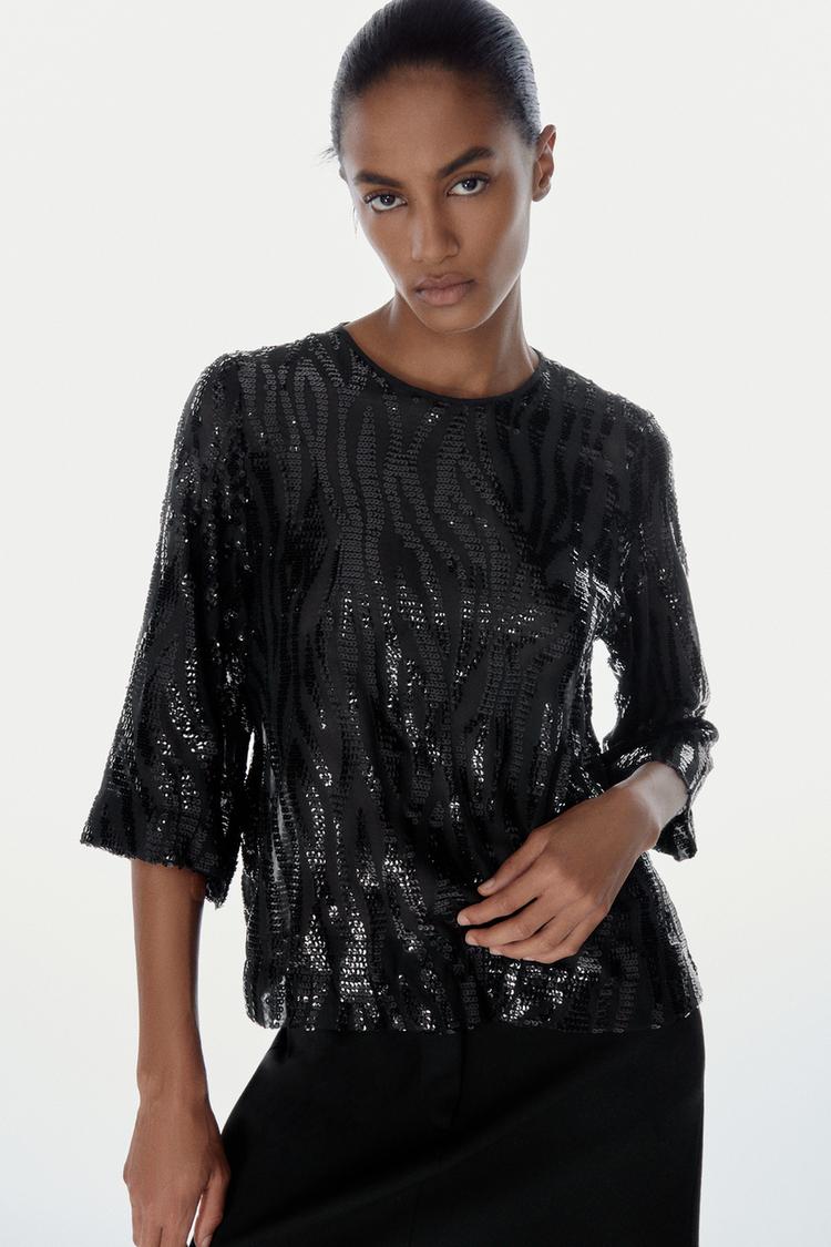 Image 1 of SEQUINNED TOP from Zara