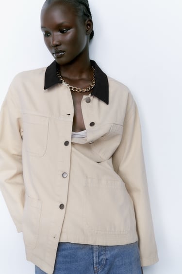 Image 0 of OVERSHIRT WITH CONTRAST COLLAR from Zara
