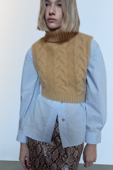 Image 0 of CROPPED BRAIDED KNIT VEST from Zara