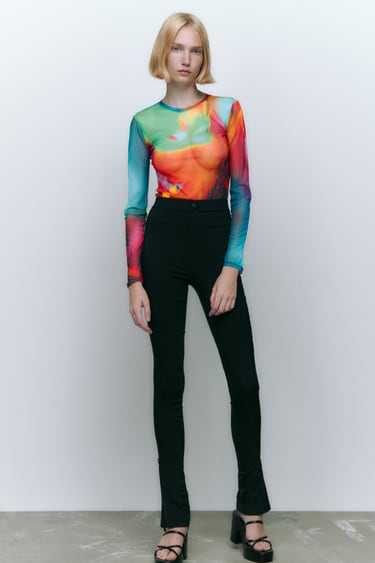 Image 0 of PRINTED TULLE BODYSUIT from Zara