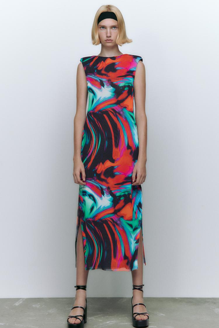 プリント柄チュールワンピース マルチカラ Zara Japan 日本 プリント柄チュールワンピース マルチカラ Zara Japan 日本