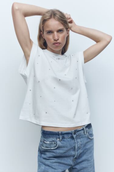 Image 0 of JEWELLED T-SHIRT from Zara
