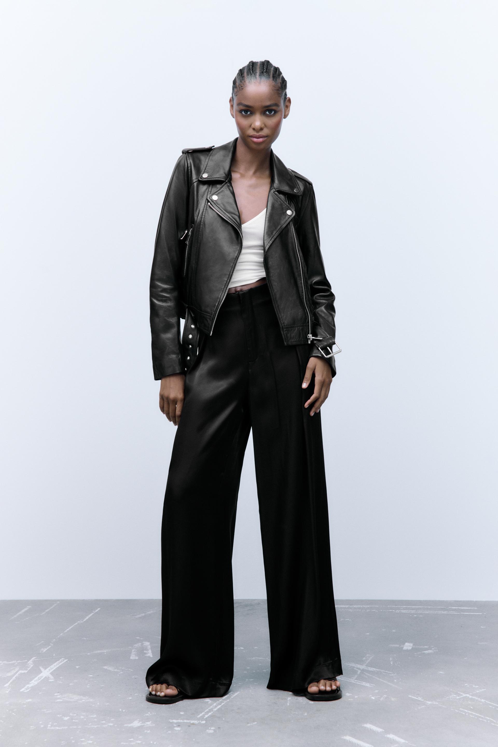 Zara collarless leather jacket Clearance