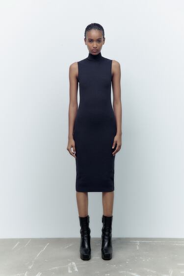Image 0 of STRETCH KNIT HIGH NECK DRESS from Zara