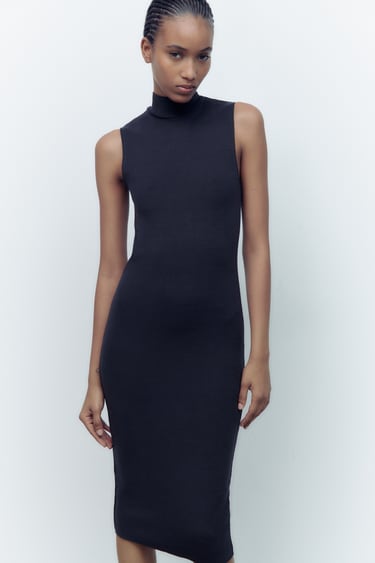 Image 0 of STRETCH KNIT HIGH NECK DRESS from Zara