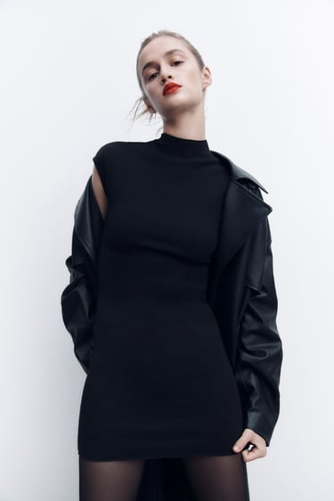 Image 0 of SHORT STRETCH KNIT DRESS from Zara