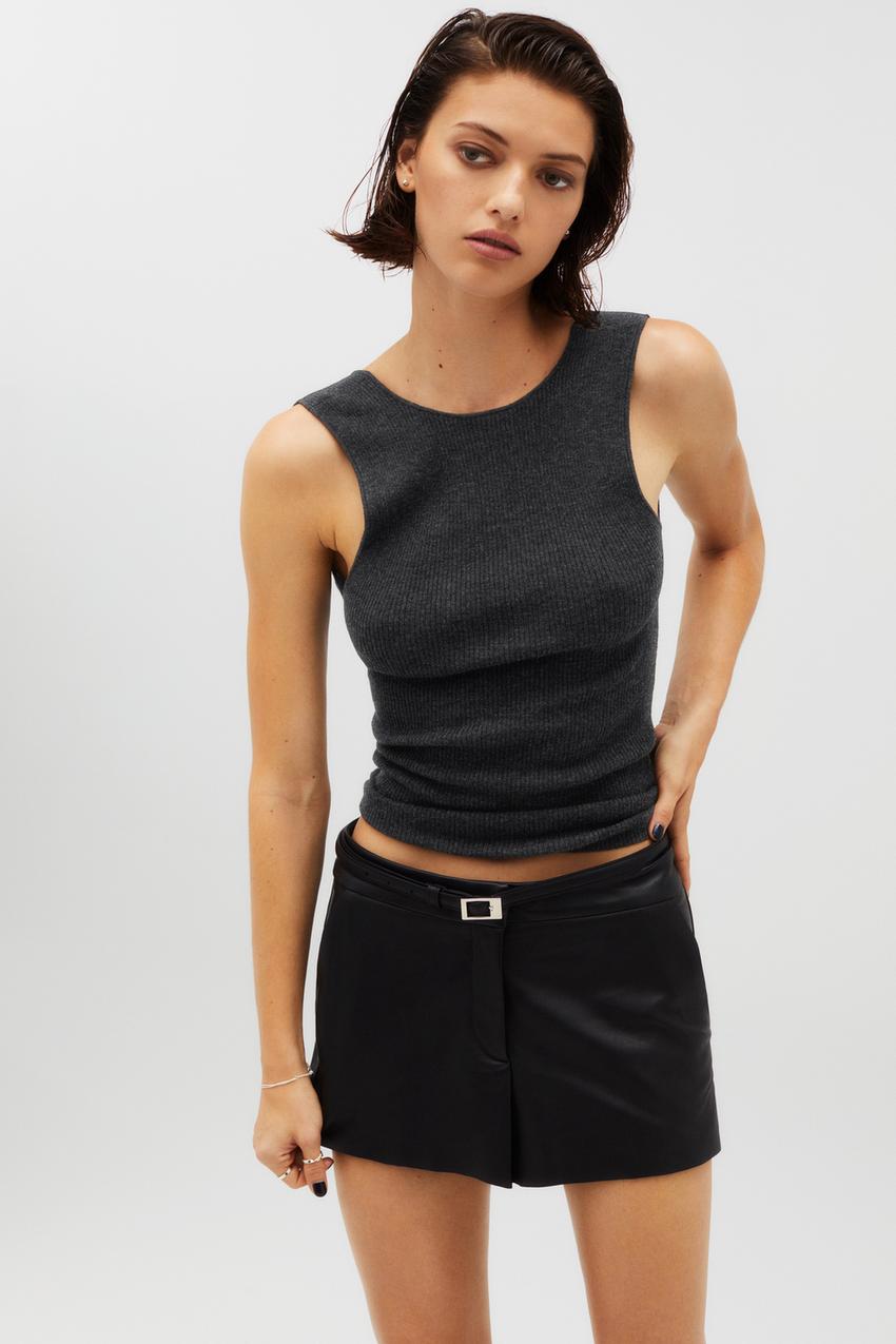 TOP ESPALDA ABIERTA CON LANA KAIA x ZARA Gris antracita ZARA Estados Unidos de America United States