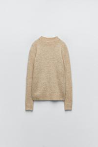 KNIT SWEATER WITH FAUX FUR LAPEL COLLAR 