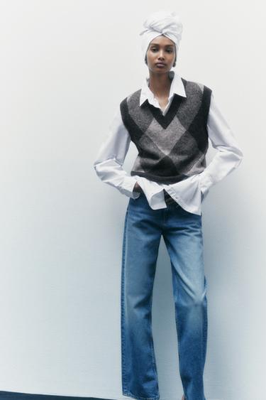 アーガイルニットベスト グレー Zara Japan 日本 アーガイルニットベスト グレー Zara Japan 日本