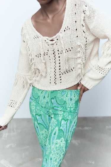 Image 0 of FRINGED KNIT SWEATER from Zara