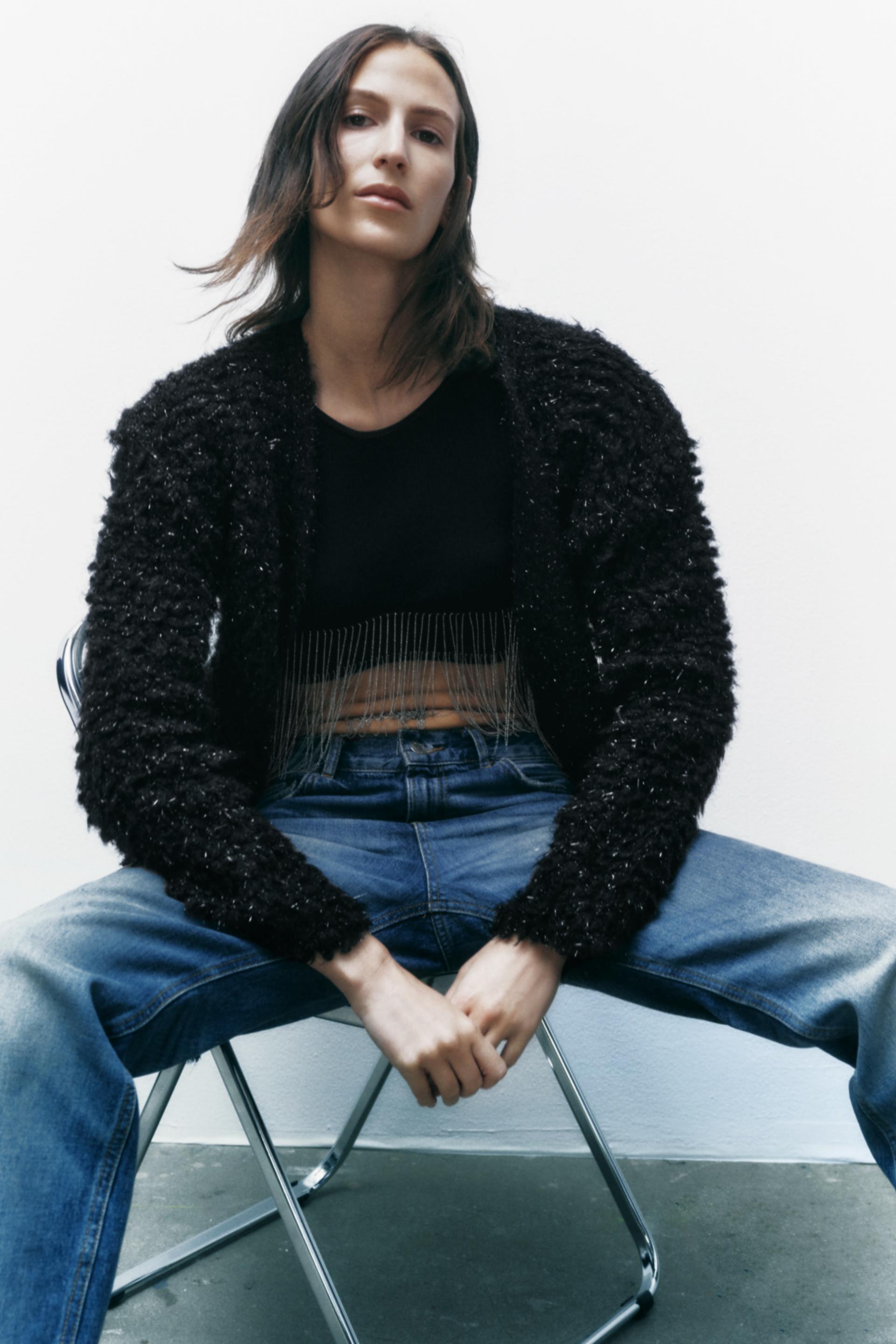METALLIC THREAD LONG KNIT CARDIGAN 