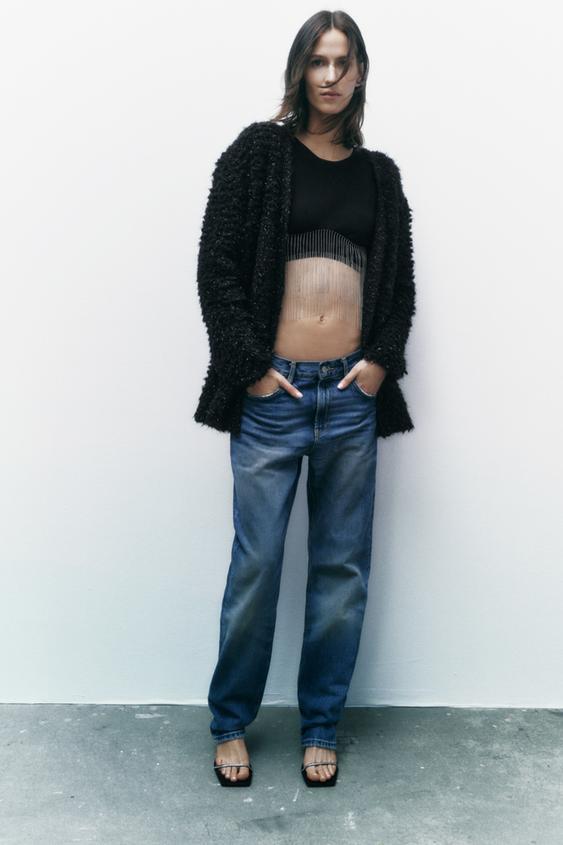 METALLIC THREAD LONG KNIT CARDIGAN 