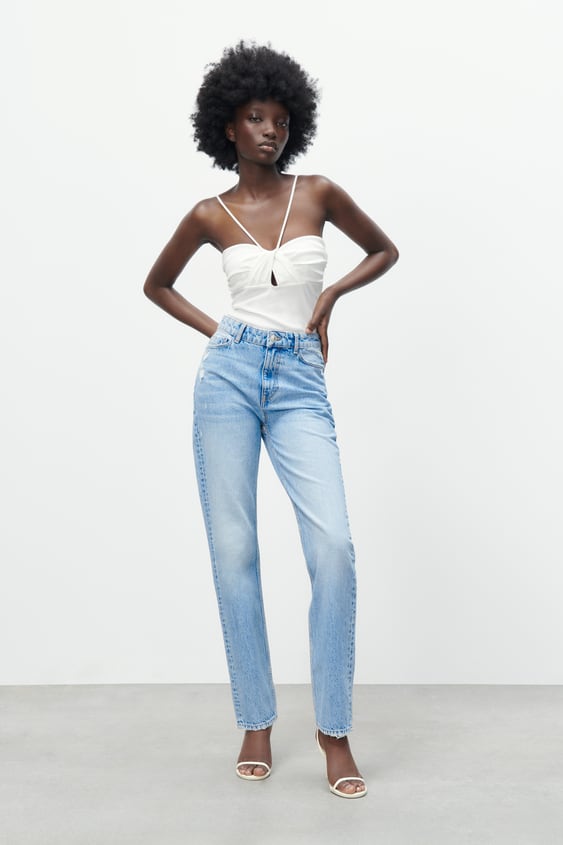brand AIDS sew Z1975 HIGH RISE STRAIGHT JEANS - Mid-blue | ZARA United States
