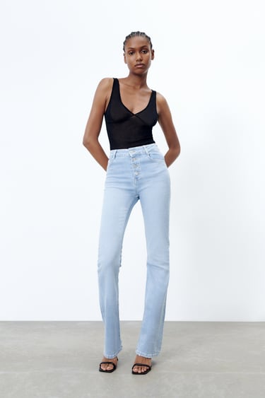 Z1975 HIGH RISE BUTTON FLY FLARED JEANS