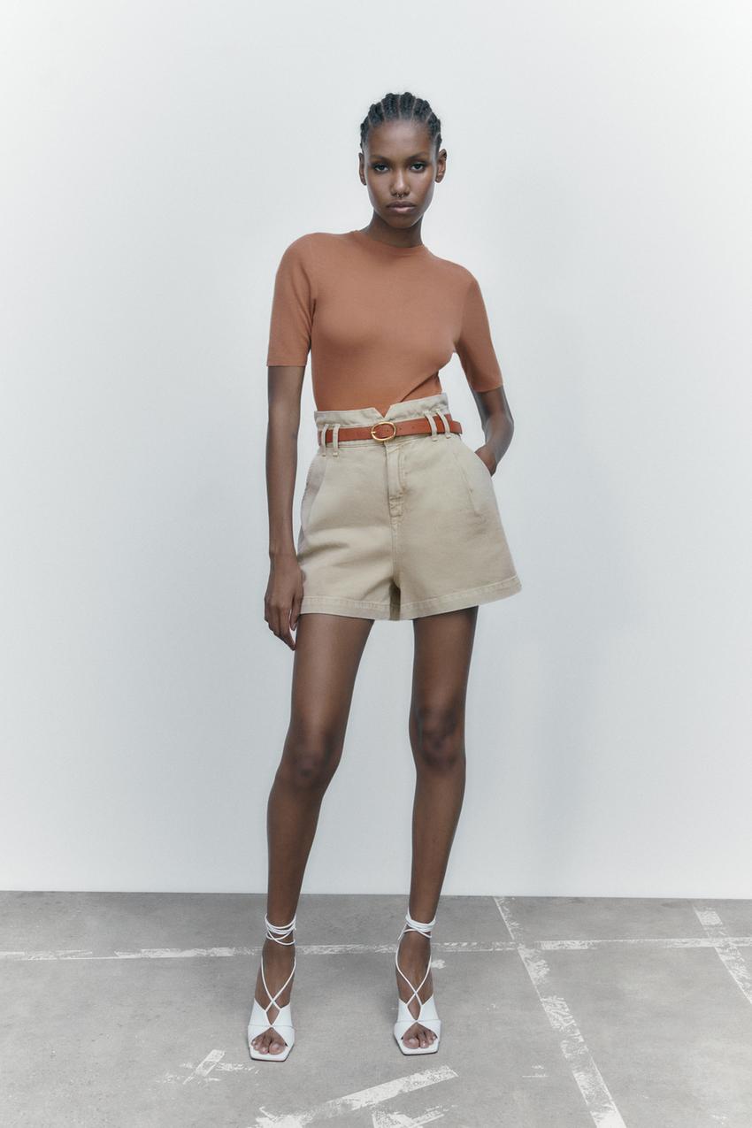 Zara belted bermuda shorts Clearance