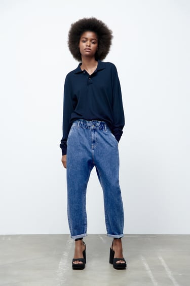 Image 0 of Z1975 BAGGY PAPERBAG JEANS from Zara