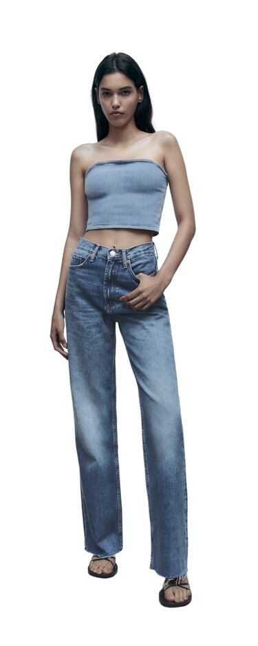 Image 0 of TRF WIDE LEG JEANS from Zara