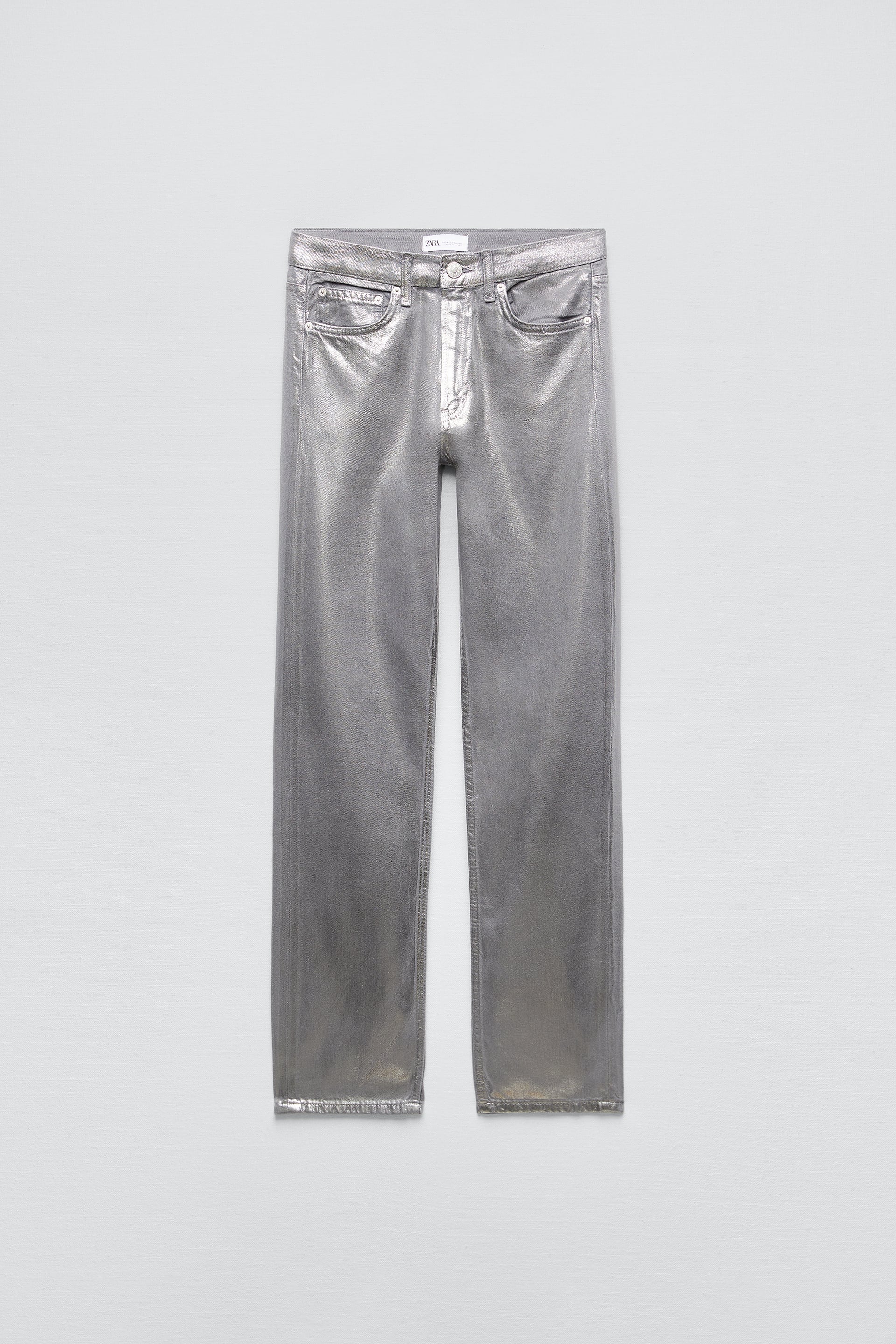 Hopeful Thrust clip TRF STRAIGHT WAXED JEANS - Silver | ZARA United States