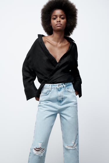 Image 0 of Z1975 RIPPED MOM JEANS from Zara
