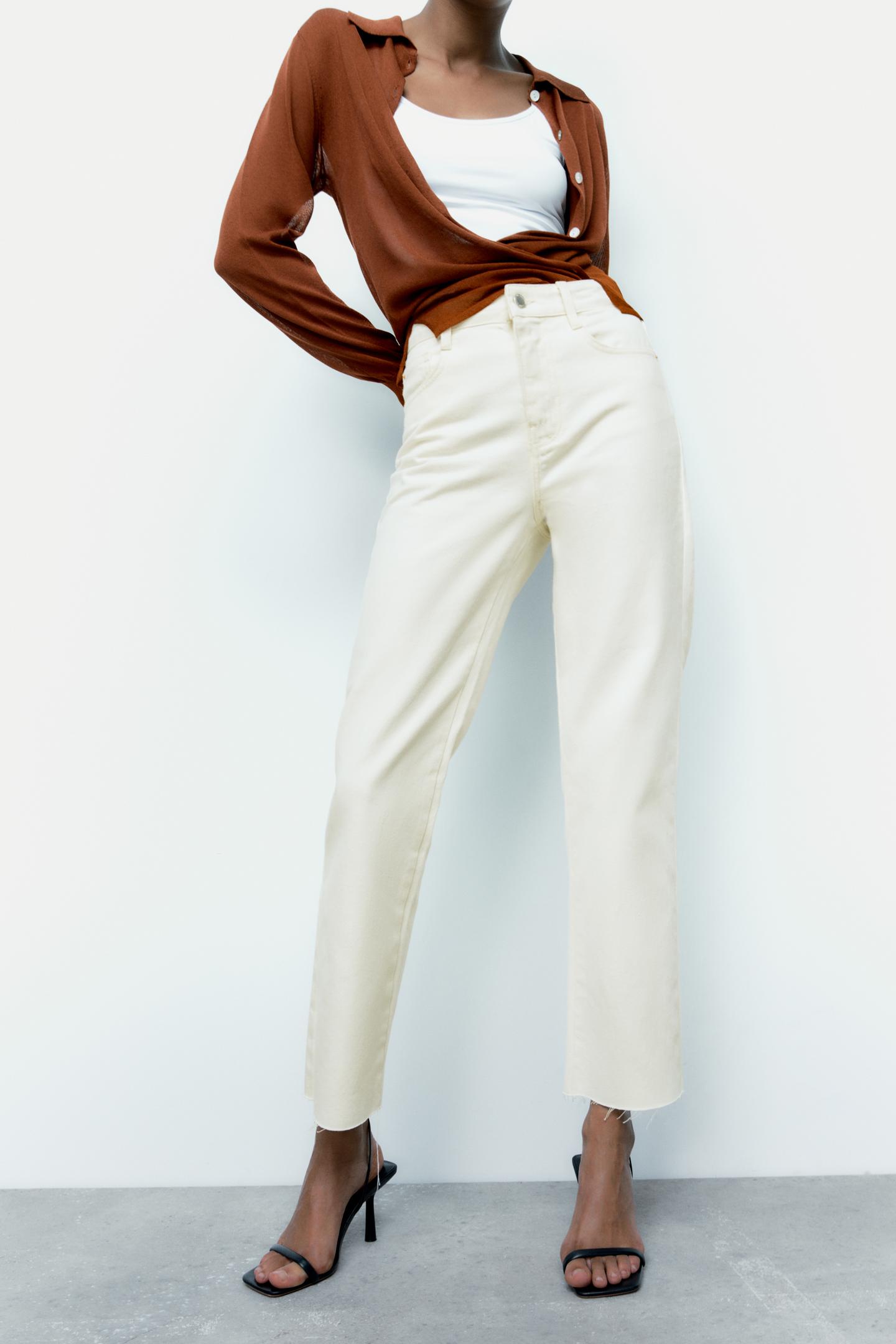 White High-rise Straight Jeans
