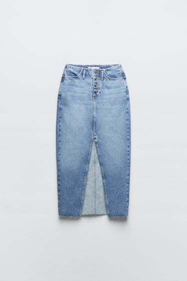 Image 0 of DENIM SKIRT WITH FRONT SLIT from Zara