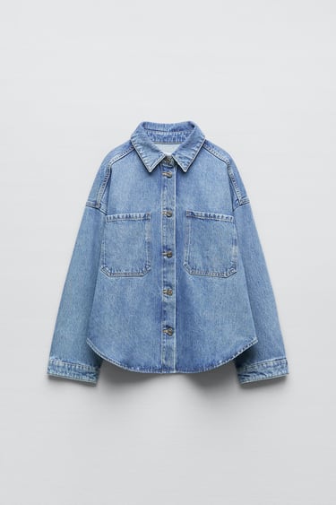 Image 0 of DENIM OVERSHIRT WITH PATCH POCKETS from Zara