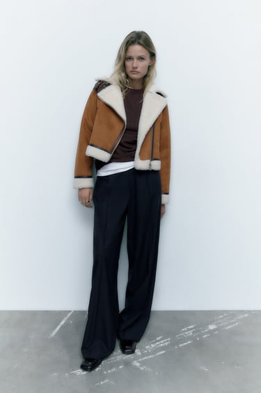 Image 0 of DOUBLE-SIDED CROPPED JACKET from Zara