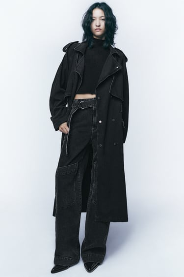 Image 0 of BELTED DENIM TRENCH from Zara
