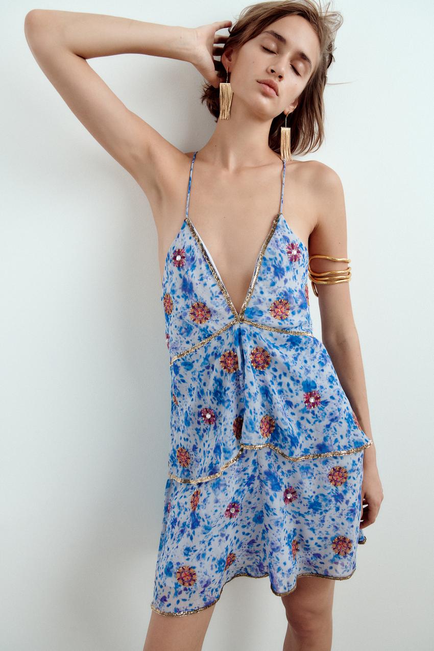 Zara kleid blau glitzer clearance