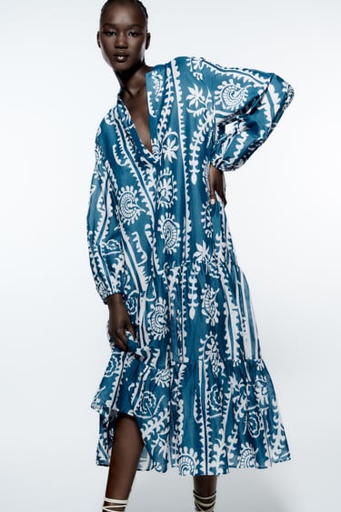 Image 0 of PRINTED PANEL DRESS from Zara