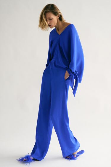 Image 0 of FLOWING PALAZZO TROUSERS from Zara