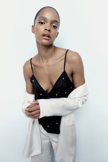 Image 0 of CAMISOLE TOP WITH FAUX PEARLS from Zara