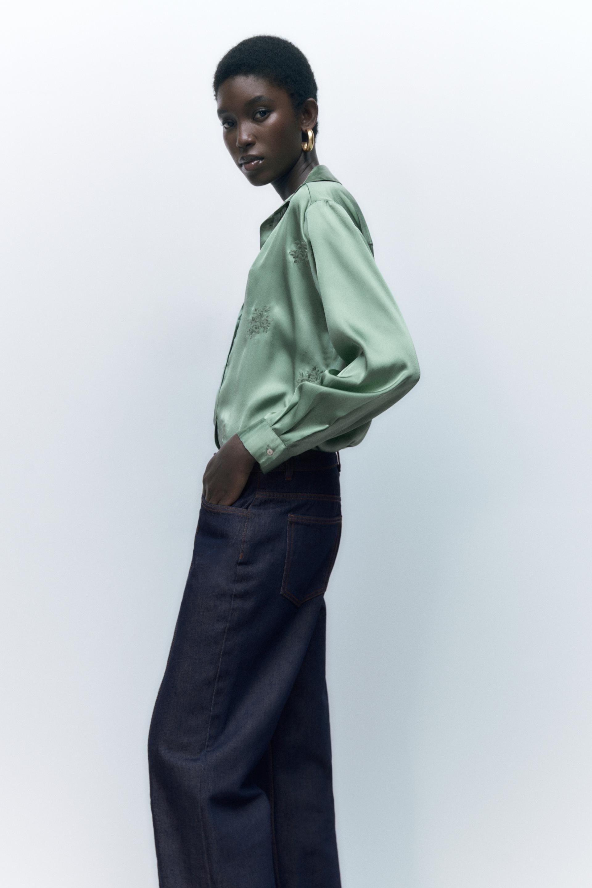 EMBROIDERED SATIN EFFECT SHIRT