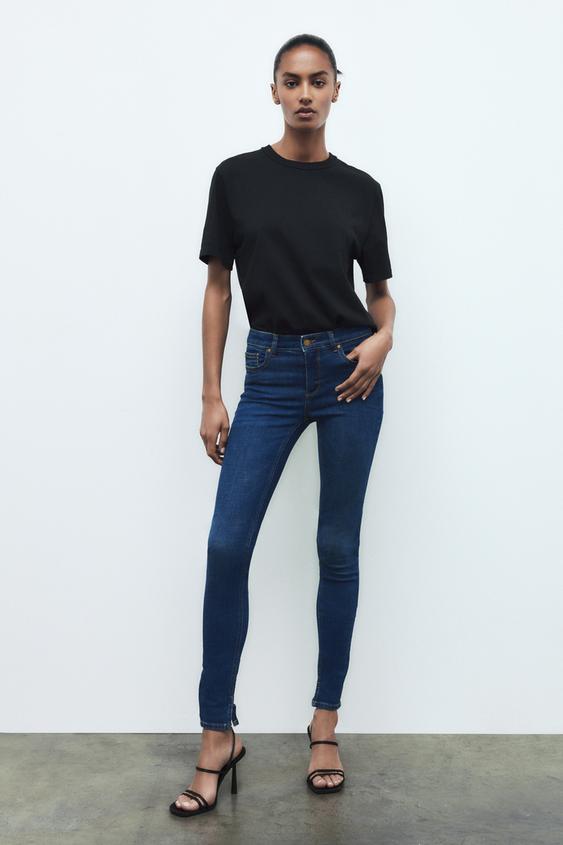 Zara mid rise skinny jeans black Clearance
