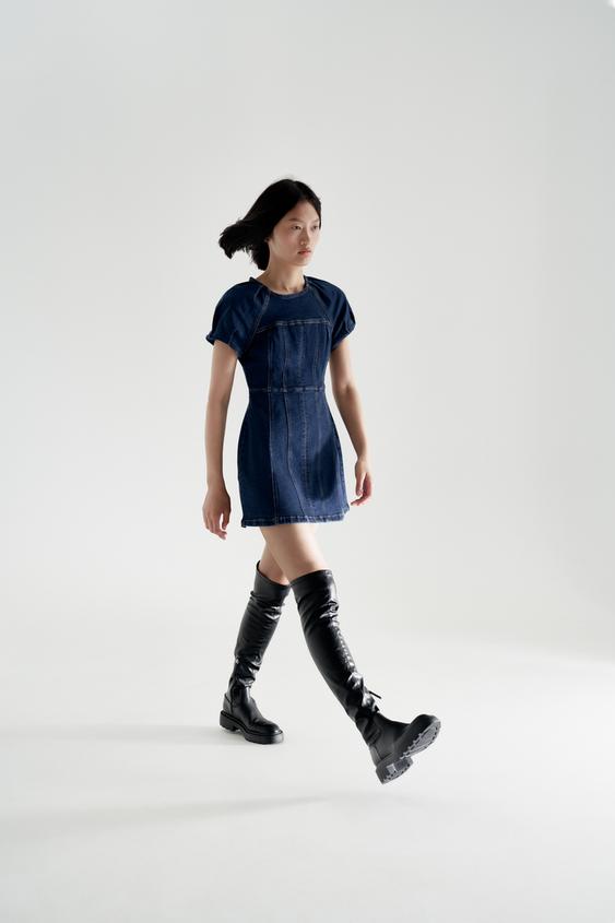 デニムショート ワンピース ネイビーブルー Zara Japan 日本 デニムショート ワンピース ネイビーブルー Zara Japan 日本