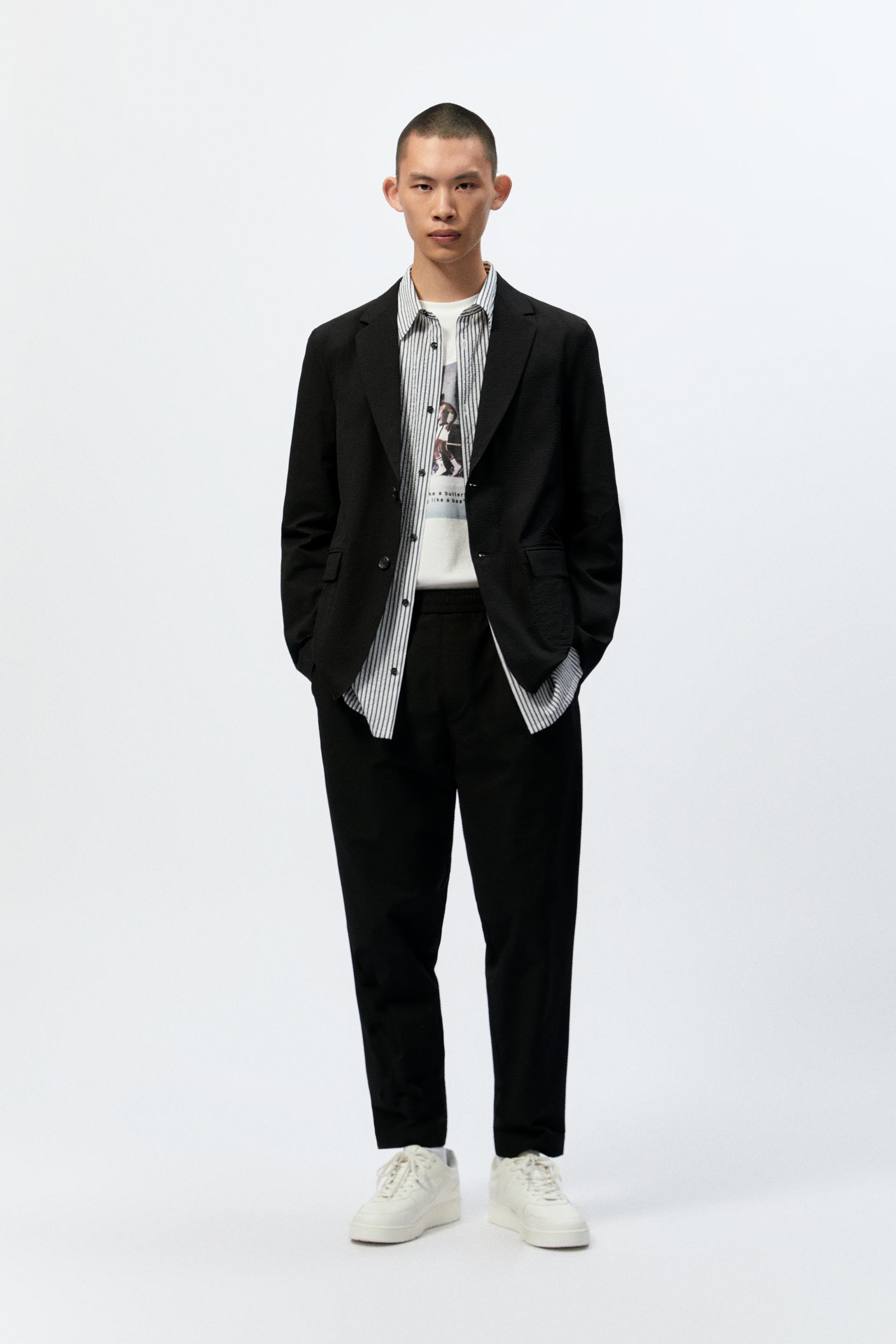 シアサッカー ブレザー ブラック Zara Japan 日本 シアサッカー ブレザー ブラック Zara Japan 日本