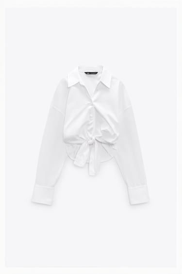 Image 0 of POPLIN SHIRT WITH TIED DETAIL from Zara