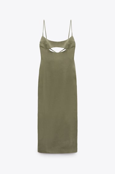 Image 0 of LINEN BLEND DRESS WITH CUT-OUT from Zara