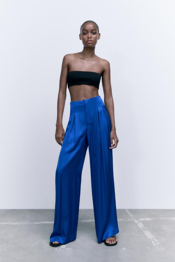 Zara blue palazzo pants Clearance