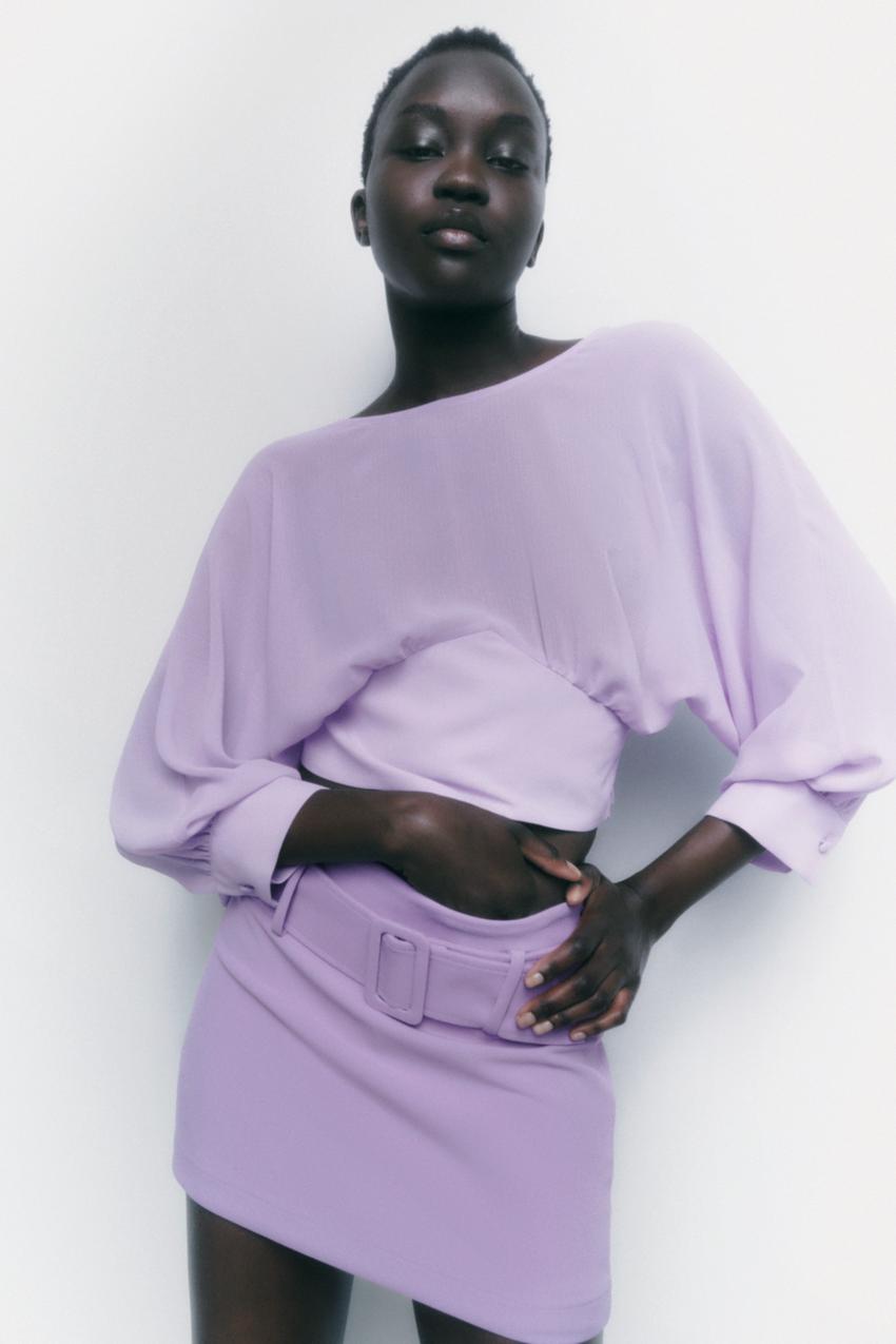 Zara purple long sleeve top Clearance