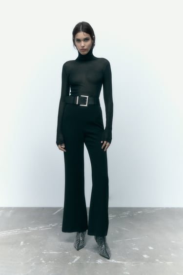 Image 0 of FLARED TROUSERS WITH BELT from Zara