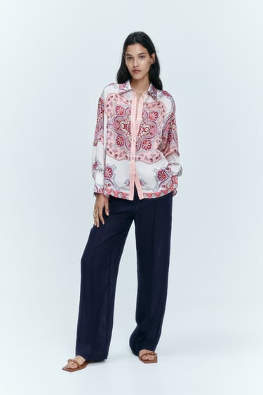 Image 0 of FLOWY PRINTED SHIRT from Zara