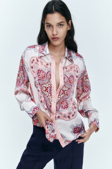 Image 0 of FLOWING PRINTED SHIRT from Zara