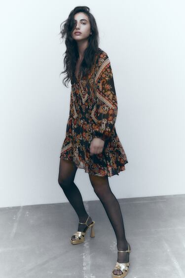 Image 0 of SHINY PRINT DRESS from Zara