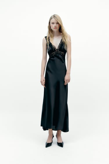 Image 0 of SATIN LACE DRESS from Zara