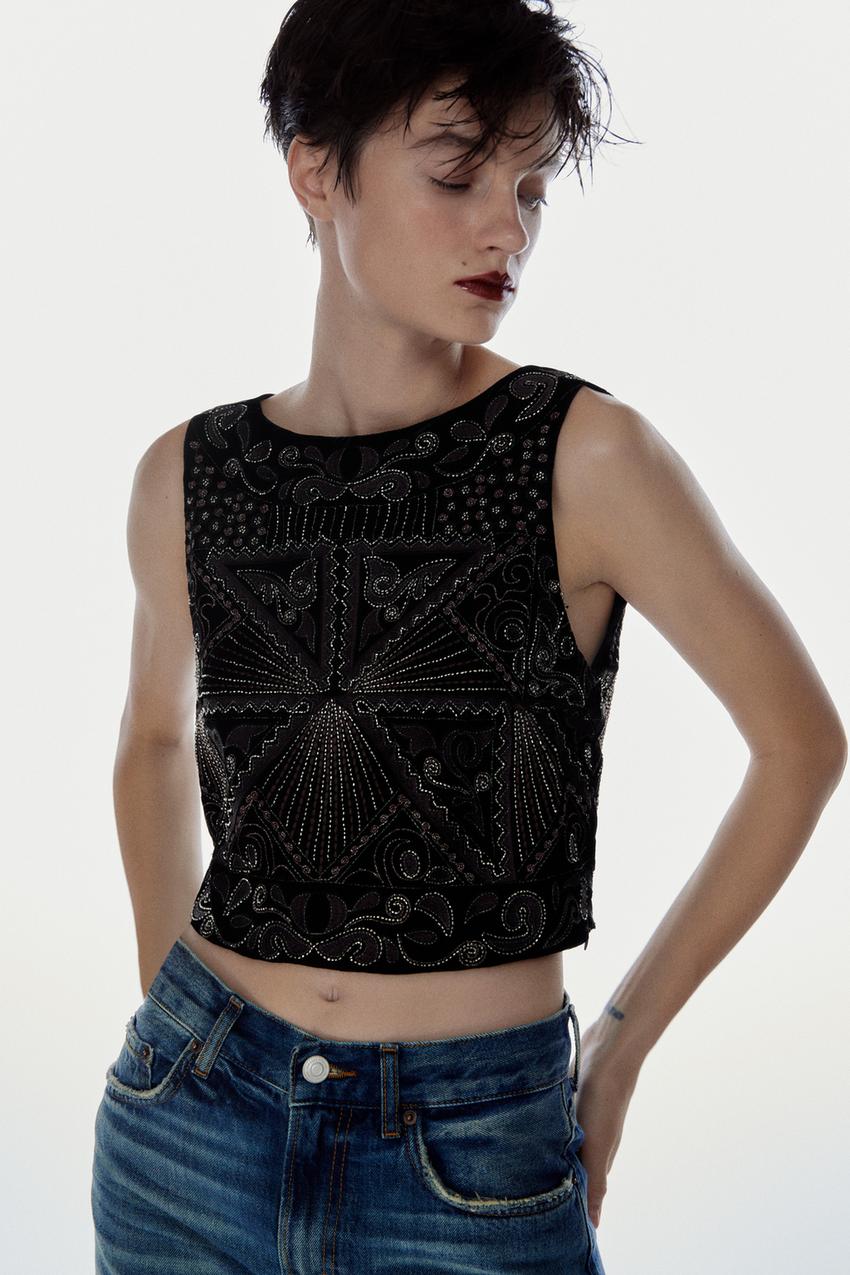 Zara black velvet top Clearance