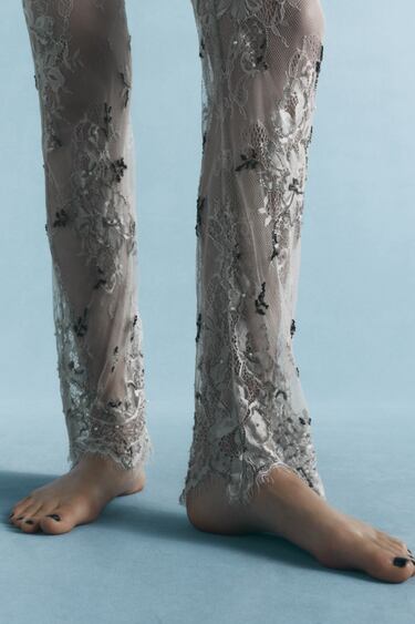 EMBROIDERED LACE PANTS