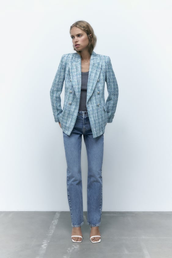 Loved one Will fire TEXTURED DOUBLE BREASTED BLAZER - Blues | ZARA United States