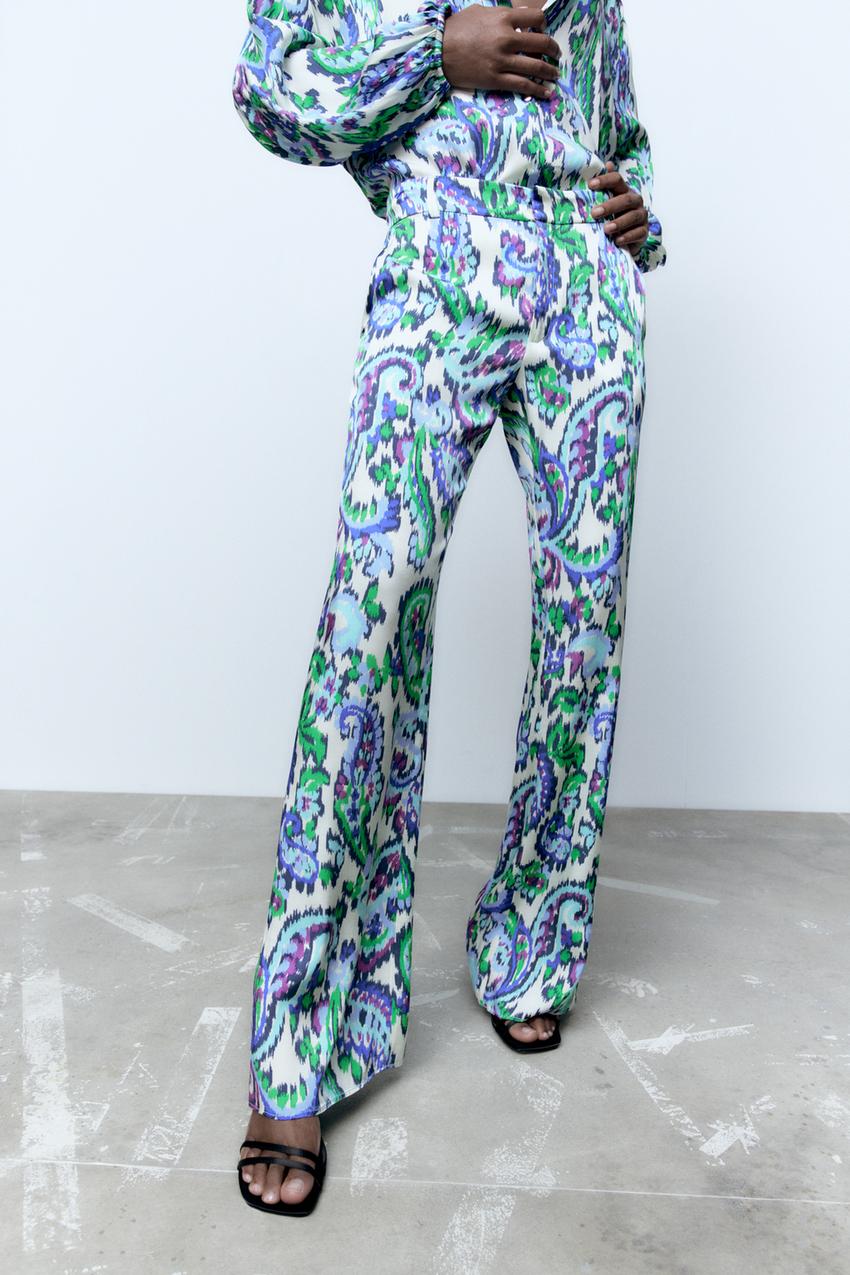 Zara printed flared trousers Clearance