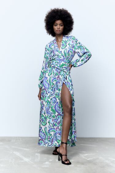 Image 0 of PRINTED WRAP DRESS from Zara